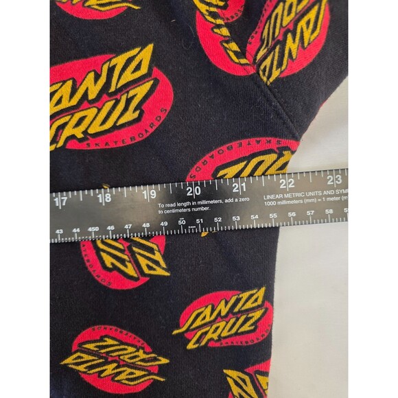 Santa Cruz Skateboards Hoodie Men SZ M Black Red Cotton Fleece Lined Drawstring - Picture 5 of 6